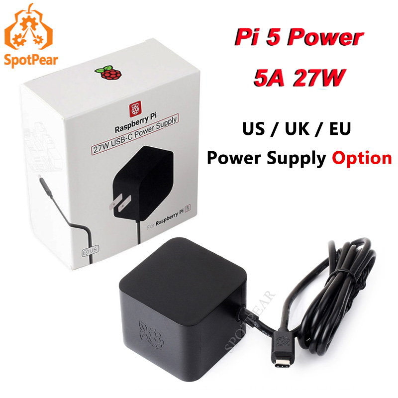 Raspberry Pi 5 8Gb Kit - Raspberry Pi 5,v,5a,pd,27w,type-c,usb,電源用のオリジナルの公式電源