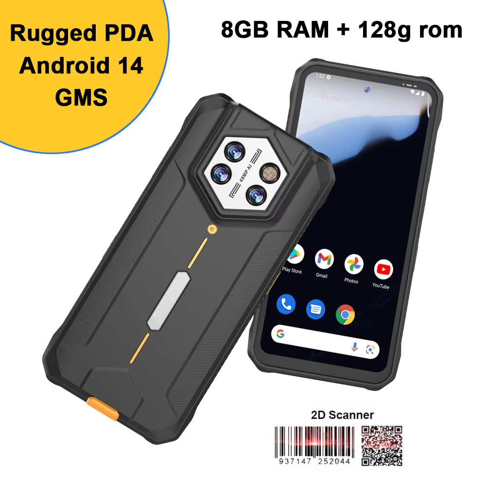 Khadas Vim4 8Gb - 6.5インチ画面、8GB RAM、128GBストレージ、48MPカメラ、IP68、Android 14、GMS搭載、バーコードスキャナー付きの堅牢なハンディPDA端末