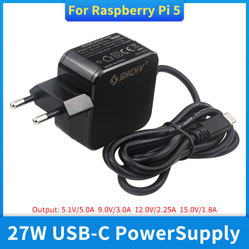 Banana Pi Bpi-M5 - Raspberry pi電源アダプター,5入力電源27w, 5.1v, 5a, usbタイプc,EU,us,uki,rpi 5