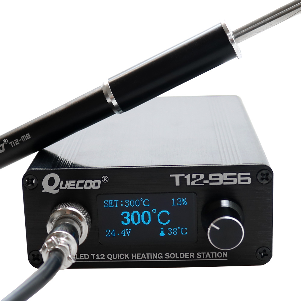 Soldering Station T12 Oled - QUECOO T12-956 はんだ付けデジタルステーション電子はんだごて OLED 1.3 インチ、黒色