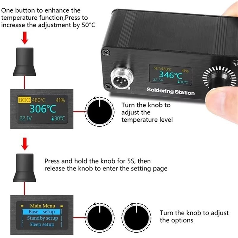 【A56X】T12 ポータブルミニデジタルはんだ付けステーシ - Soldering Station T12 Oled のレビューと価格