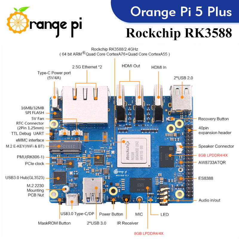 オレンジパイ5プラスシングルボードコンピューター,Rk358 - Orange Pi 5 Plus 16Gb のレビューと価格