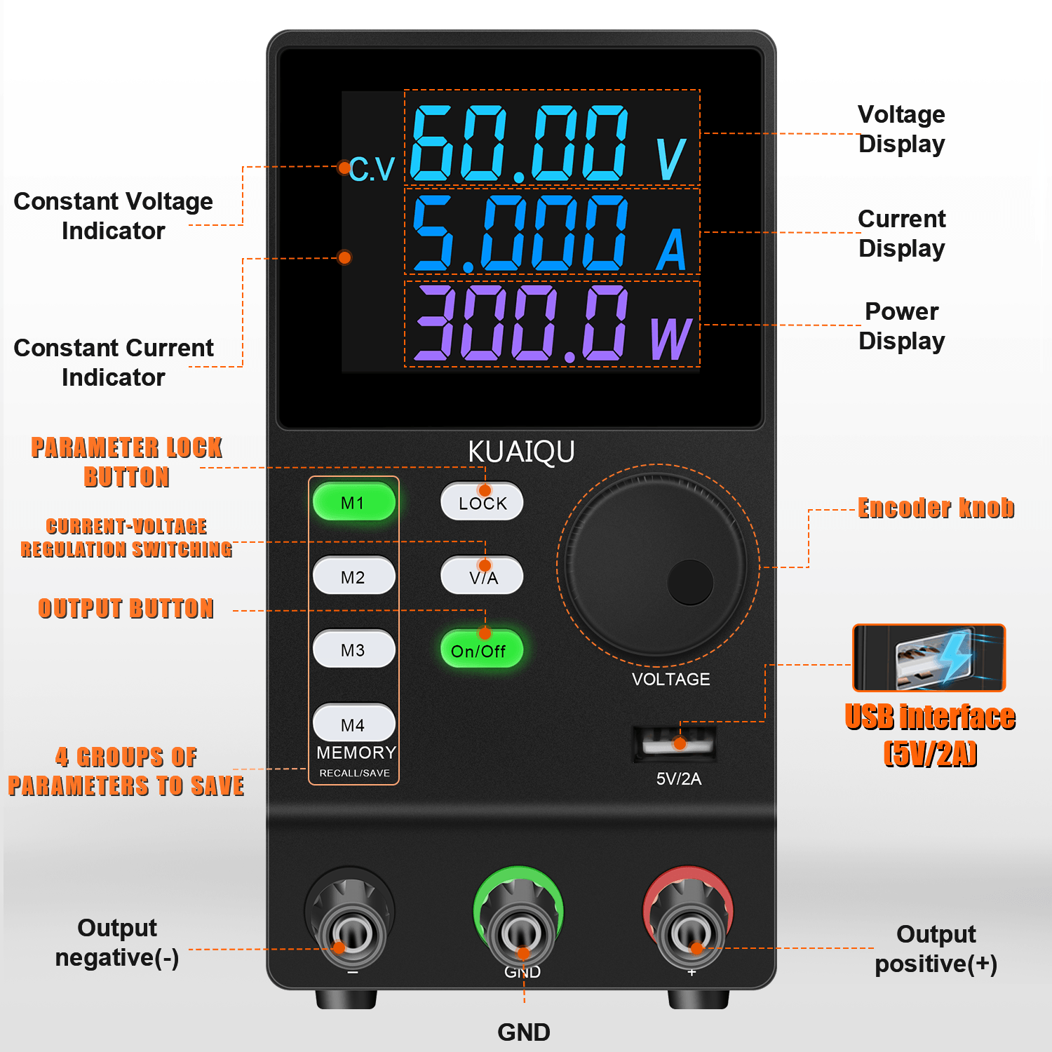 KUAIQU SPPS605D-232 300W調整可能DC - Programmable Dc Power Supply 60V 5A のレビューと価格